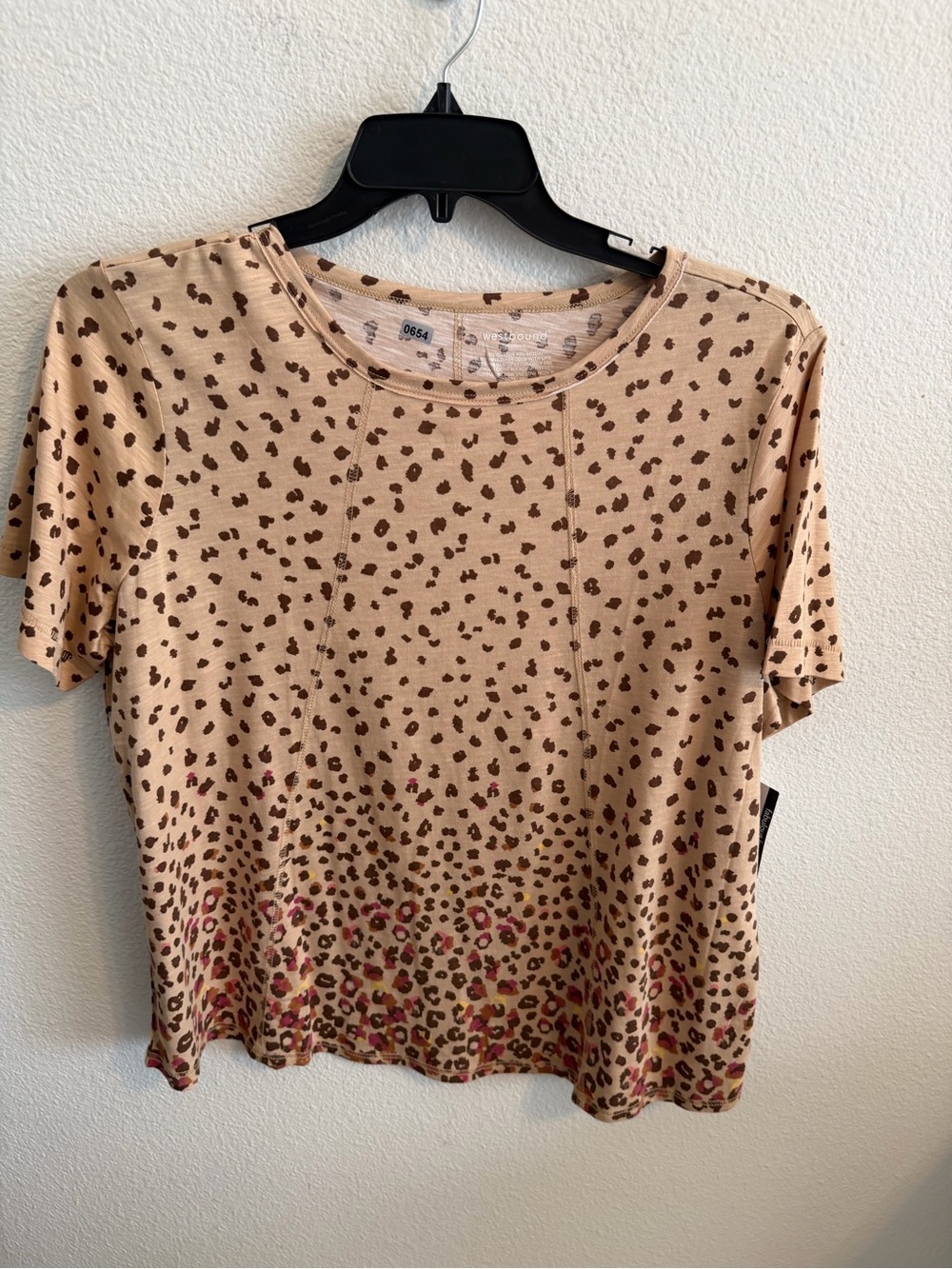 Westbound Tan Leopard Print Short Sleeve Tee